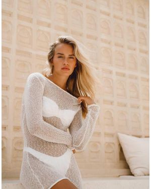 Honest The Label Manis Sheer Knit Mini Dress - Natural