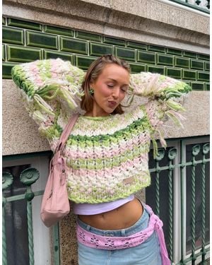 Kiwi & Co – pixie – handgestrickter cropped-pullover aus grobstrick - Natur