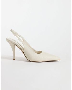 schuh Sophia Sling Back Pointed Heeled Shoes - White