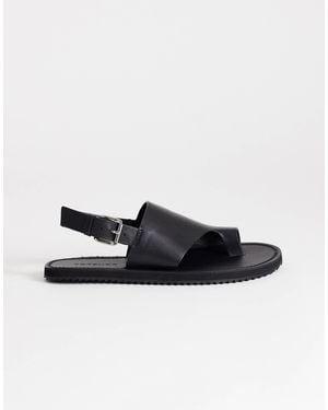 TOPSHOP Ella Leather Toe Loop Sandal - Black