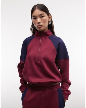 ASOS Half Zip Panelled Track Jacket - Red