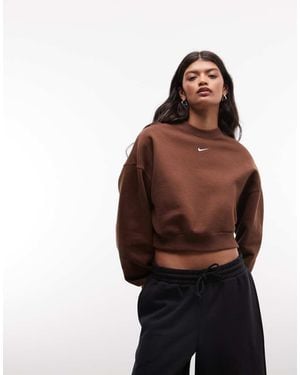 Nike Studio Fleece Mid-Weight Oversized Cropped Sweat - Brown