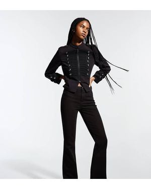 Bershka Tall Jeans A Zampa Neri - Nero
