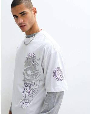 ASOS Oversized T-shirt With Dragon Graphic - White