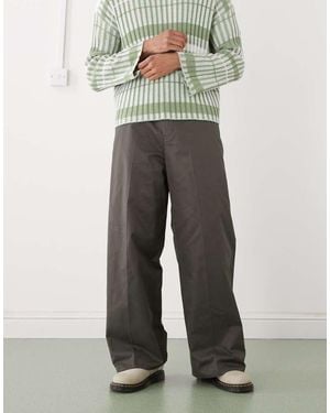 Weekday Straight Wide Leg Chino Trousers - White