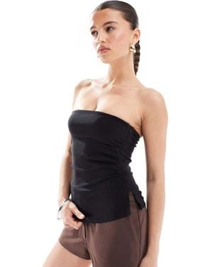 Bershka Top A Fascia Taglio Lungo - Bianco
