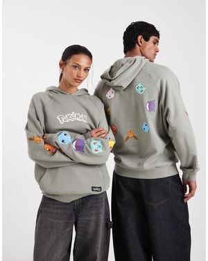 ASOS Unisex Relaxed Hoodie With Pokémon Prints - Grey
