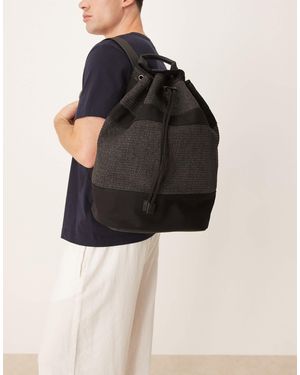 Mango – strukturierter rucksack aus baumwollmix - Schwarz