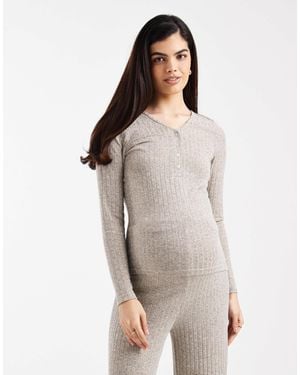 Mama.licious Mamalicious Maternity Long Sleeve 2 Function Nursing Button Front Top Co-ord - Gray