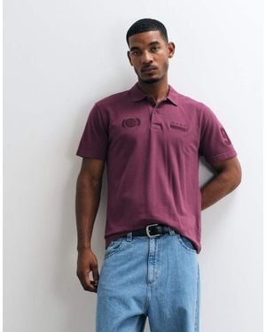 Hollister Relaxed Fit Graphic Polo - Purple