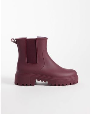 London Rebel Phoebe Chunky Chelsea Rain Boots - Purple