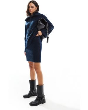 Object – mini-strickrock aus bouclé - Blau