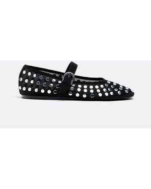 Stradivarius Mesh Ballerina Flats With Studs - White