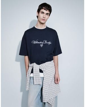 ASOS Oversize-t-shirt mit textstickerei - Blau
