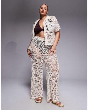 South Beach Wide Leg Crochet Trouser - Gray