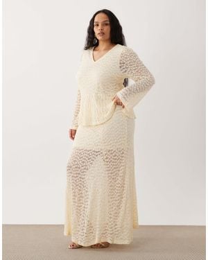 ONLY Lace Midi Skirt Co-ord - Natural