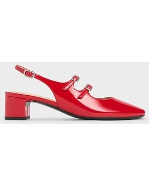Charles & Keith Clementine Double-Strap Slingback Mary Jane Court Shoes - Red
