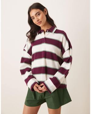 ASOS Long Sleeve Polo Shirt & Shorts Pajama Set - Red