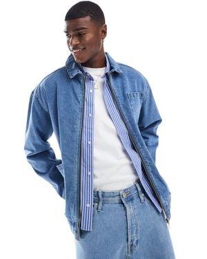 Another Influence – jeans-hemdjacke - Blau