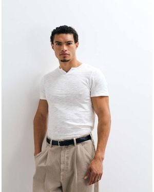 ASOS Slim Fit T-Shirt With Notch Neck - White