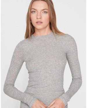 Tezenis Long Sleeve Round Neck Ribbed Top - Grey