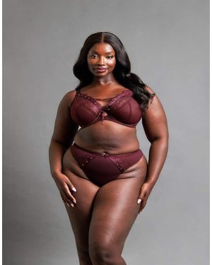 Curvy Kate Scantilly Laced Up High Waist Thong Merlot - Brown
