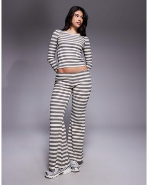 Edikted Avalie Striped Ribbed Trousers - Grey