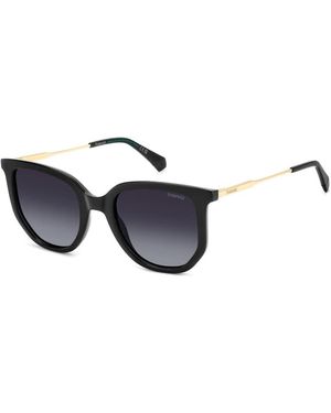 Polaroid Sunglasses Oversized Rectangular Sunglasses With Shaded Polarized Lenses - Black
