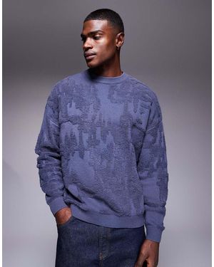ASOS Oversized Gebreide Trui Met Badstof Details - Blauw