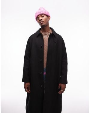 TOPMAN Car Coat With Wool - Black