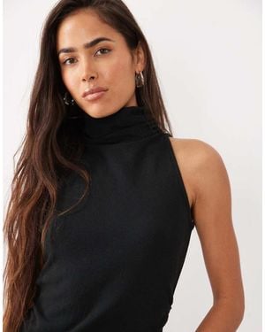 ASOS Supersoft Top Zonder Mouwen Met Opstaande Boord - Zwart