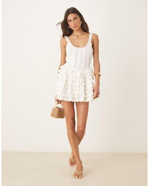 Amy Jane London Genevieve Broderie Ruffle Mini Dress - Natural