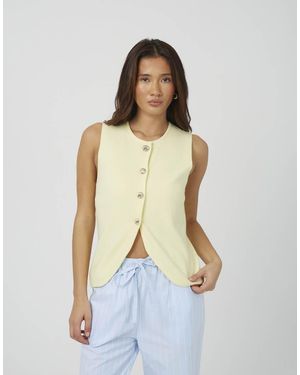 Brave Soul Crew Neck Knitted Waistcoat - White