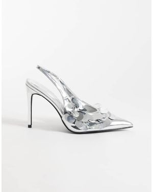 Public Desire Confetti Slingback Heeled Shoes With Sequins - White