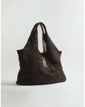 River Island Rr Raffia Shopper Bag - Black