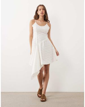 Miss Selfridge Broderie Asym Cami Mini Dress - Natural