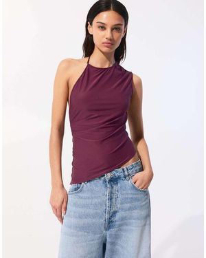 Pull&Bear One Shoulder Backless Top With Asymmetric Hem - Red