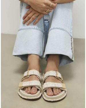 River Island Boucle Double Strap Footbed Sandals - Grey
