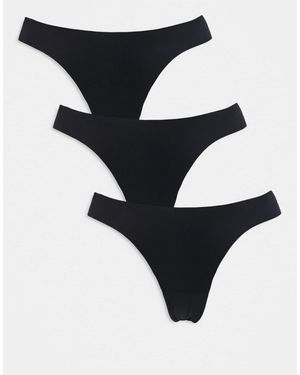 ONLY 3 Pack Brazilian Brief With Lace Detail - Black