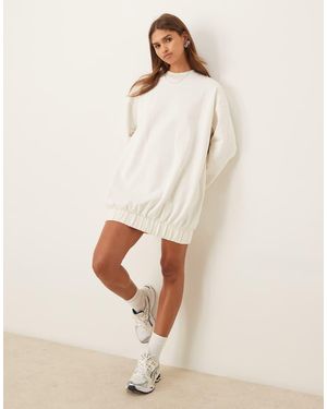 ASOS Vestito Stile Felpa Corto Écru Con Maniche Cocoon - Neutro