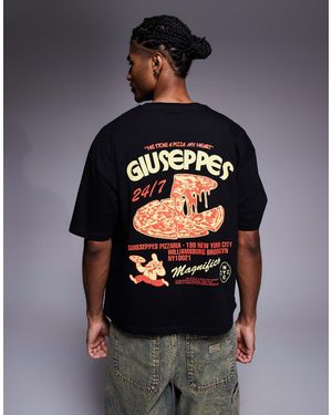 ASOS Boxy Oversized T-shirt With Pizza Graphic - Gray