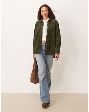 Jdy Relaxed Fit Cord Shacket - Green