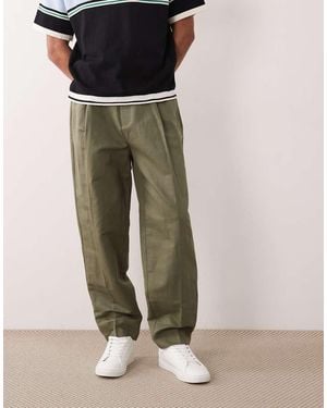 ASOS Tailored Linen Rich Oversized Tapered Trousers - Natural