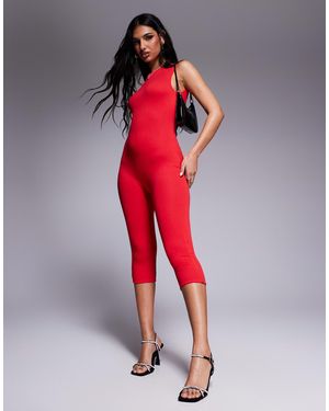 AFRM Tahlia Boat Neck Open Back Capri Length Jumpsuit - Red