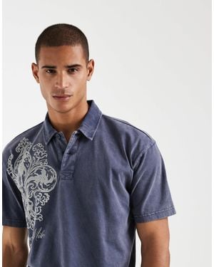 Hollister Graphic Boxy Fit Polo Shirt - Blue