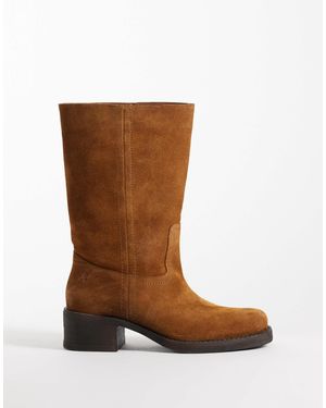 Bronx Ky-ley bottes souples hauteur genou en daim huilé caramel - Marron