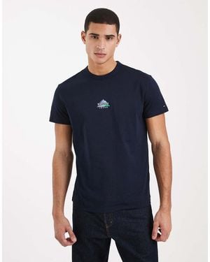 Tommy Hilfiger Mountain Peak Graphic Centre Logo T-shirt - Blue