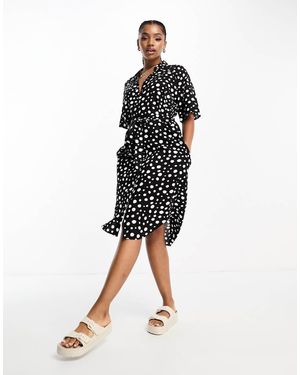 Monki Tie Waist Midi Shirt Dress - Black