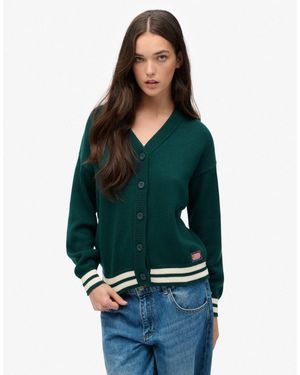 Superdry – locker geschnittene strickjacke - Grün
