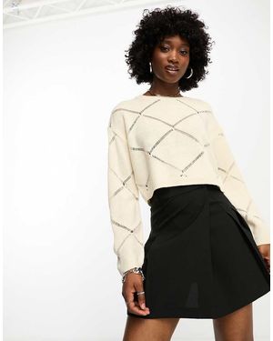 Noisy May Maglione Con Collo Ampio Color Crema Traforato - Nero
